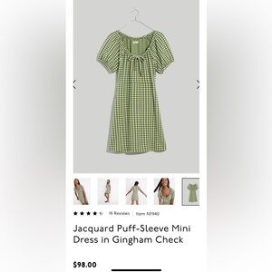 SOLD Madewell Gingham Check Dress size Medium
